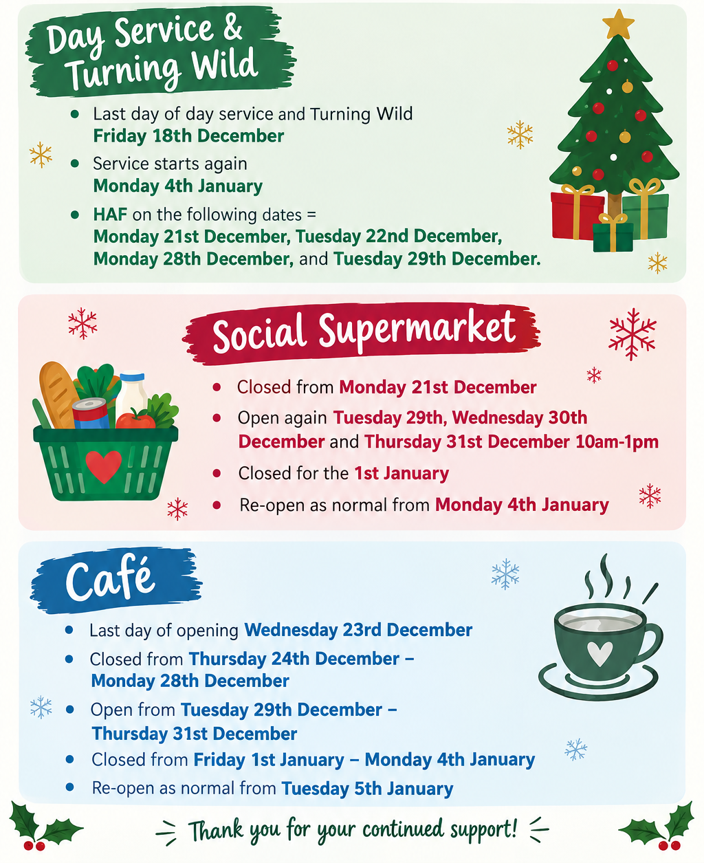 Christmas opening hours 2026